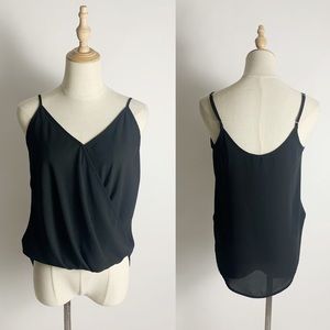 LUSH Black Cross Spaghetti Strap V-Neck Tank Top